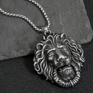 yunnique Stainless Steel Lion Pendant Men's Animal Themed Necklace Punk Retro Style Jewelry - Product Image 2