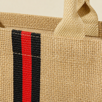 Ensemble de sacs fourre-tout en jute à rayures verticales personnalisées pour femme - Couleurs noir, rouge, vert - Tailles S/M/L/XL - Vente en gros OEM/ODM