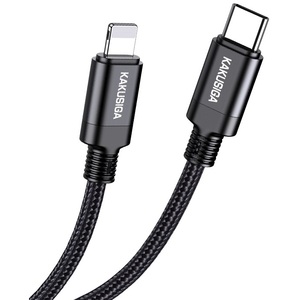 Câble KAKUSIGA Type C 30W PD à charge rapide et synchronisation des données pour iPhone Noir - Product Image 1