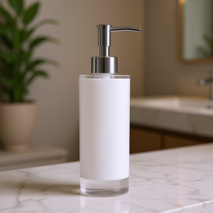 Dispenser di Sapone Liquido Excelsa in Plastica 6x21.5x6 Cm Bianco Design Minimalista Bottiglia Ricaricabile per Bagno e Ufficio - Product Image 3