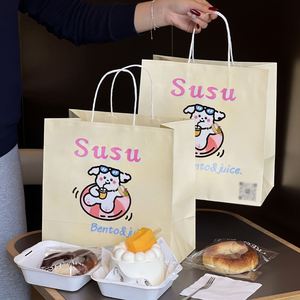 Customizable Kraft Paper <b>Bags</b> for Baking Bread <b>Cake</b> Coffee Eco-Friendly Classic Tote <b>Bags</b> for Pizza Sushi More Custom Logo - Product Image 1