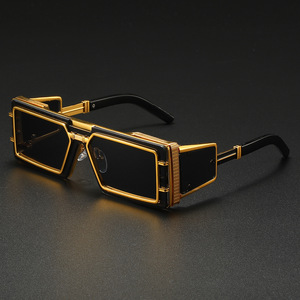 <span class=keywords><strong>Gafas</strong></span> <span class=keywords><strong>de</strong></span> <span class=keywords><strong>Sol</strong></span> QSKY Rectangulares con Lente <span class=keywords><strong>de</strong></span> Una Pieza UV400, Logotipo Personalizado, Estilo Futurista Punk Steampunk Doradas para Hombre y Mujer - Product Image 4