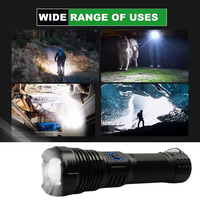 Lampe torche P90 avec batterie externe, LED blanche 30W, batterie Li-ion 26650, IP66, alliage d'aluminium, étanche, utilisation d'urgence