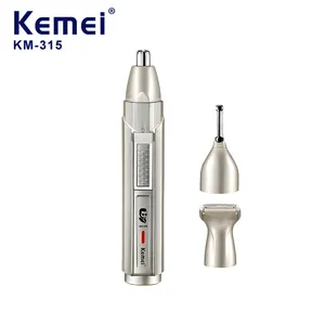 Kemei ที่เล็มขนจมูกแบบพกพาชาร์จ USB ชุดแต่งขนตา3 in 1 km-315หนวดไฟฟ้าเครื่องตัดผมจมูกสำหรับผู้ชาย