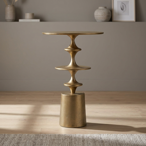 Table d'appoint ronde moderne en métal avec finition bronze, type sur pied, pour salon, design durable - Product Image 2
