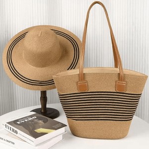 Conjunto <span class=keywords><strong>de</strong></span> sombrero y bolso <span class=keywords><strong>de</strong></span> paja, moda <span class=keywords><strong>de</strong></span> vacaciones en la playa, protección solar versátil, bolso <span class=keywords><strong>de</strong></span> mano <span class=keywords><strong>de</strong></span> gran capacidad para salidas - Product Image 3