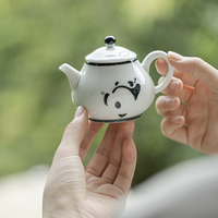 Juego de Té de Cerámica Japonesa Arita-yaki Pintado a Mano con Diseño de Panda, Tetera y Taza de Porcelana Gaiwan para la Ceremonia del Té en Casa