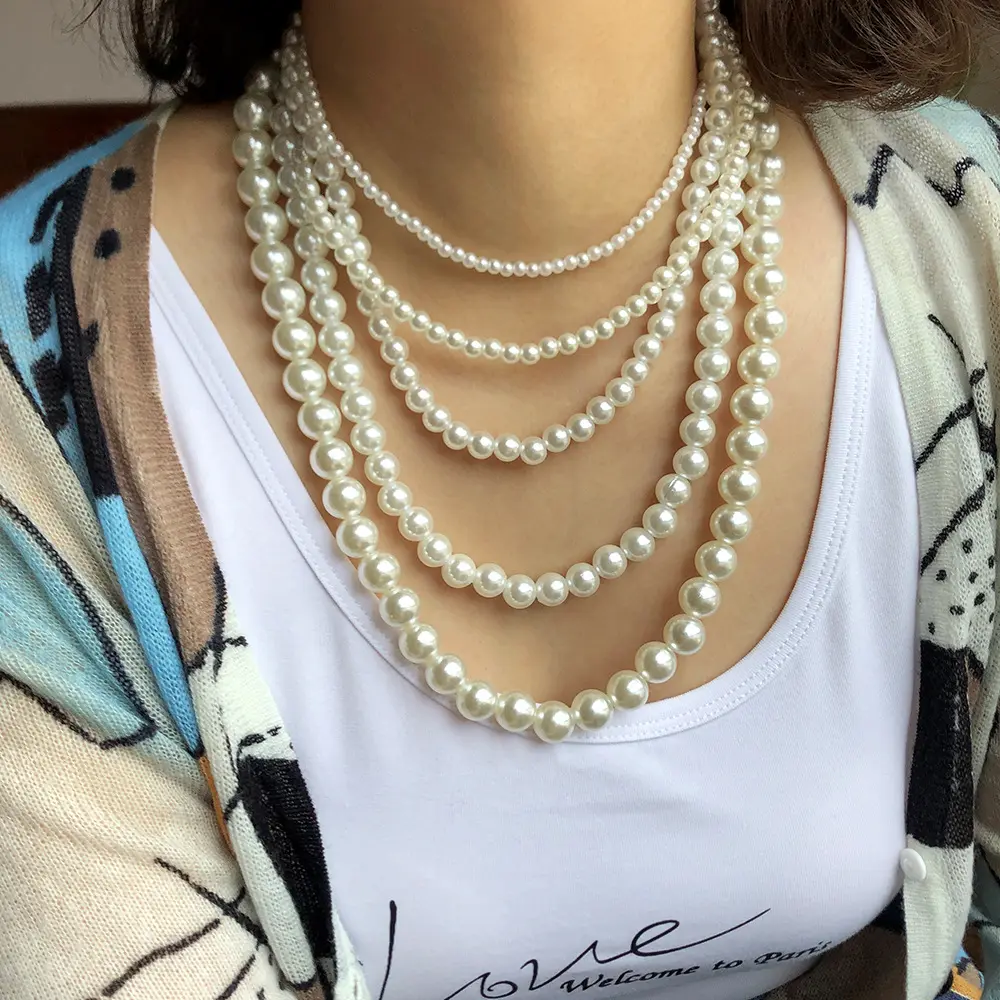 4/6//12mm Weiß Runde Imitation Perlenkette Hochzeit Perlenkette für Bräute