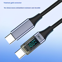 Cable USB-C a USB-C de Carga Rápida de 100W PD 5A con Pantalla Digital, Revestimiento de TPE y Trenzado de Nailon