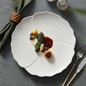 Assiettes à dîner en céramique en forme de fleur, plats pour steak, pâtes, spaghetti, fruits, desserts sucrés, plateaux de service, vaisselle de restaurant - Product Image 4