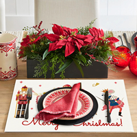 Ensemble de 4 sets de table imprimés Casse-Noisette Joyeux Noël, 12 x 18 pouces, en polyester, résistants aux plis, pour la décoration de table de fête
