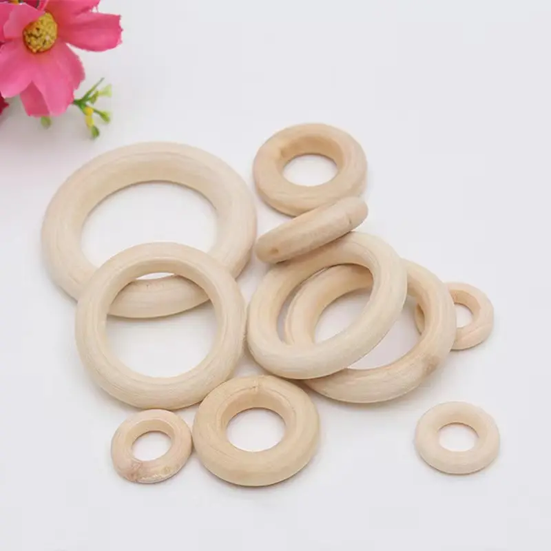 FSC WOOD A grade 55mm small baby safe wood rings,Untreated maple wood teether rings