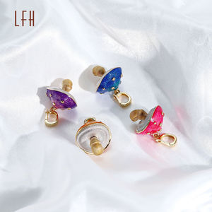 Pendentif en forme de champignon en alliage d'émail AU750 mignon pour femmes, cadeau pour bébé, bijoux en or pur, bijoux en or 18 carats, véritable or AU750 18 carats - Product Image 5