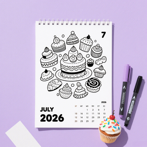 Service d'impression personnalisée 2026 Bobine de reliure à colorier <span class=keywords><strong>Calendrier</strong></span> mural Gâteau Thème Cadeau <span class=keywords><strong>Calendrier</strong></span> de bureau pour femme et enfants - Product Image 3