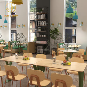 Muebles Modernos de Madera y Cuero para Cafetería, Restaurante y Cafetería McDonald's, Conjunto de Sofás, Sillas y Mesa - Product Image 5