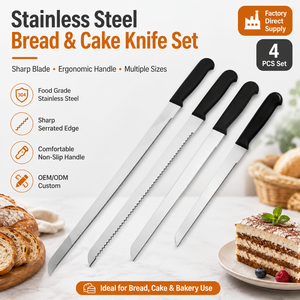 Couteau à pain à dents fines, manche en plastique, acier inoxydable, dentelé, ambidextre, compatible lave-vaisselle, pour gâteaux, toasts, tranches, métal - Product Image 1