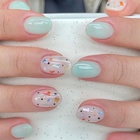 Conception multiple personnalisé court rond nu couleur unie ovale ongles artificiels