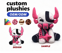 Peluche robot personnalisée avec cornes, mignonne, rose et blanche, style dessin animé, pour collection ou cadeau, OEM ODM, peluche robot sur mesure