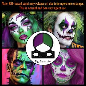 Kit d'applicateur de peinture minérale pour le visage et le corps blanc, vert, violet, Halloween, <span class=keywords><strong>fée</strong></span> sombre, sorcière, monstre, costume de cosplay - Product Image 5