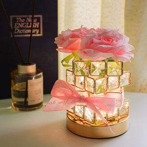 Lampe de table décorative carrée moderne en cristal rose créatif, ambiance romantique, cadeau de la Saint-Valentin, cadeau de mariage - Product Image 3