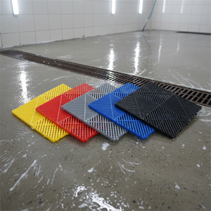Grille de sol antidérapante robuste à emboîtement pour lavage de voitures, atelier de detailing, garage, grille de drainage, tapis de drainage, dalle de grille modulaire pour lavage de voitures - Product Image 1