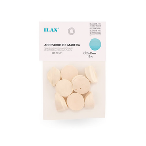 Accessoire en bois ILAN, disques 5x20mm, 12 pièces, artisanat DIY - Product Image 1