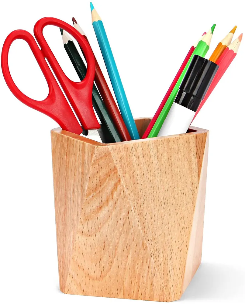 Деревянный держатель для ручек, подставка для карандашей с геометрическим рисунком, держатель для кистей для макияжа