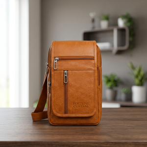 Genuine <b>Leather</b> Men's Messenger <b>Bag</b> with Zipper Closure Lightweight & Durable Design for Travel - Product Image 1