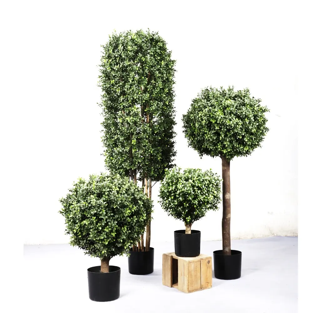 人工植物フェイクトピアリー偽の松の木緑ツゲの木プラスチック盆栽プランタスArtificiales屋外屋内装飾