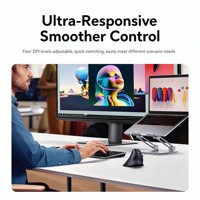 UGREEN MU008 Mouse Vertikal Ergonomis Dual Mode Nirkabel Mouse Komputer Senyap