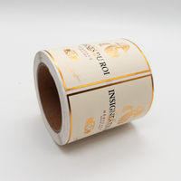 Etiquetas Personalizadas para Botellas de Vino, Impresión Frontal y Trasera en Papel Texturizado con Lámina Dorada, Etiqueta de Embalaje Artística