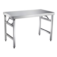 Table de camping pliable en acier inoxydable rectangulaire petite et portable pour pique-nique en plein air, restauration, cuisine à domicile, utilisation latérale