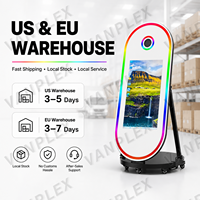 Photomaton Miroir Magique Ovale 60 Pouces avec Écran Tactile 32'' Compatible DSLR, LED RGB, Impression Instantanée pour Location d'Événements