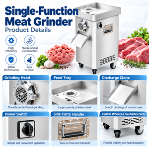 Broyeur à viande électrique commercial 300 kg/h, machine à hacher la viande en acier inoxydable 2,2 kW pour restaurant, boucherie, transformation alimentaire - Product Image 2