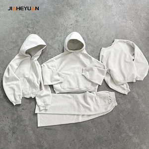 Completo da Uomo Due Pezzi Personalizzato Oversize con Felpa Corta Boxy con Zip e Pantaloni Larghi di Alta Qualità - Product Image 4