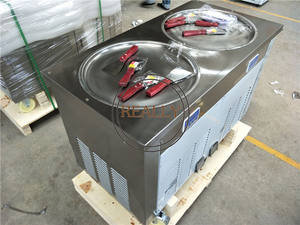 เครื่องทำไอศกรีมสองกระทะทอดพร้อมช่องแช่แข็งเครื่องม้วน<span class=keywords><strong>ไอศกรีม</strong></span>ผัดไทย - Product Image 3