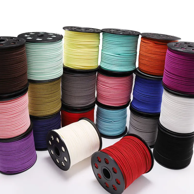 Wholesale 3mm flat leather cord jewelry making bracelet materials faux suede cord