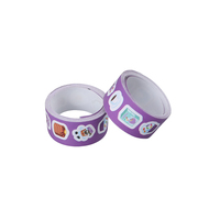 Autocollants en rouleau auto-adhésifs perforés pour enfants, motif dessin animé violet, récompense pour le petit-déjeuner
