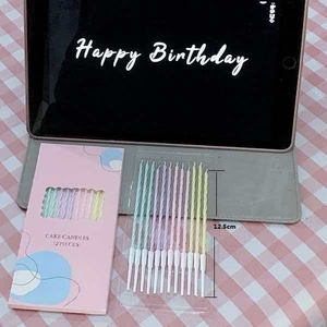 شمعة حلزونية ملونة يدوية الصنع بقضيب طويل، زينة كعكة منحنية قوس قزح، مستلزمات تزيين لأعياد الميلاد وعيد الكريسماس، زخارف شمعية في علبة - Product Image 2