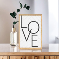 Bingkai foto Poster gantung pola Horizontal seni dinding kayu Deco Modern untuk ruang tamu ramah lingkungan dengan Logo yang dapat disesuaikan