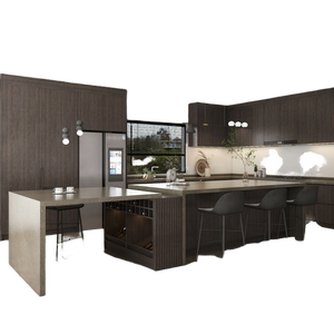 Meubles de <span class=keywords><strong>cuisine</strong></span> complets sur mesure de petite taille, design moderne minimaliste européen, armoires en mélamine en forme de U avec évier - Product Image 1