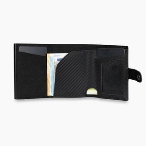 Cartera de Cuero Triple con Monedero y Protección RFID, con Sistema de Expulsión Automática de Tarjetas de Crédito, de Fibra de Carbono, Diseño Moderno, Directo de Fábrica - Product Image 3