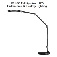 Lampe de bureau LED avec base en métal, commande tactile, 95 CRI, réglable, alimentation CA, émet une lumière vers le haut/vers le bas, idéale pour les étudiants en lecture/écriture/dessin
