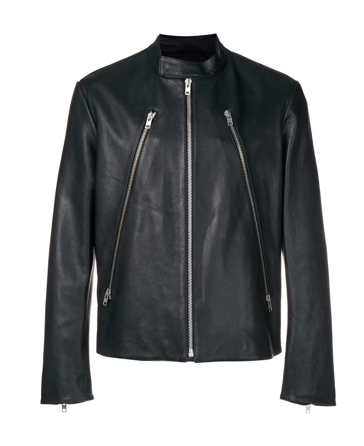 biker jacket zipped biker jacket Team Color All Leather Jacket - Navy