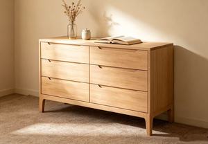 Modern Scandinavian Solid Wood 6-<b>Drawer</b> Chest Living Room Cabinet <b>Storage</b> Furniture - Product Image 4