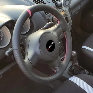 Housse <span class=keywords><strong>de</strong></span> volant en cuir microfibre cousue à la main populaire LS AUTO pour <span class=keywords><strong>Volkswagen</strong></span> VW Polo 6N2 Lupo avec tresse - Product Image 3