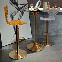 Magnifique Tabouret de Bar Réglable, Design Moderne Luxueux en Queue de Poisson, Résine Transparente, Siège Tendance en Cristal en Forme de Pétale pour Salle à Manger et Loisirs