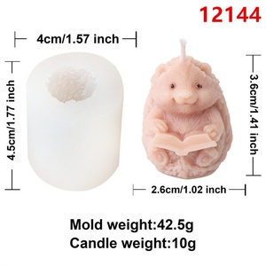 UNIMOUND Molde de Silicona 3D de Erizo de Dibujos Animados, Lindo Animal, para Velas DIY y Adornos de Yeso, Forma Irregular, Pieza Única - Product Image 6