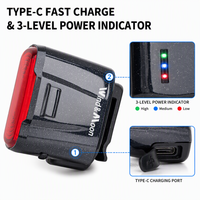 Feu arrière de vélo rechargeable par USB, 400mAh, étanche IP66, LED, 6 modes, pour VTT, vélo de route, trottinette électrique, 22g