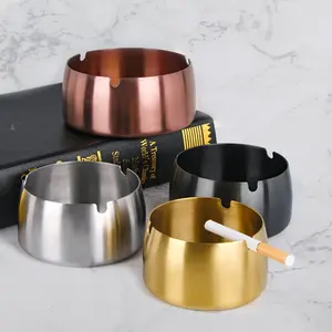 Hot Home Party Bar Decoration Classic Matte Silver Gold Deluxe Ashtray for Gift Outdoor Catering Bar Cybercafe Cafe Diner Use